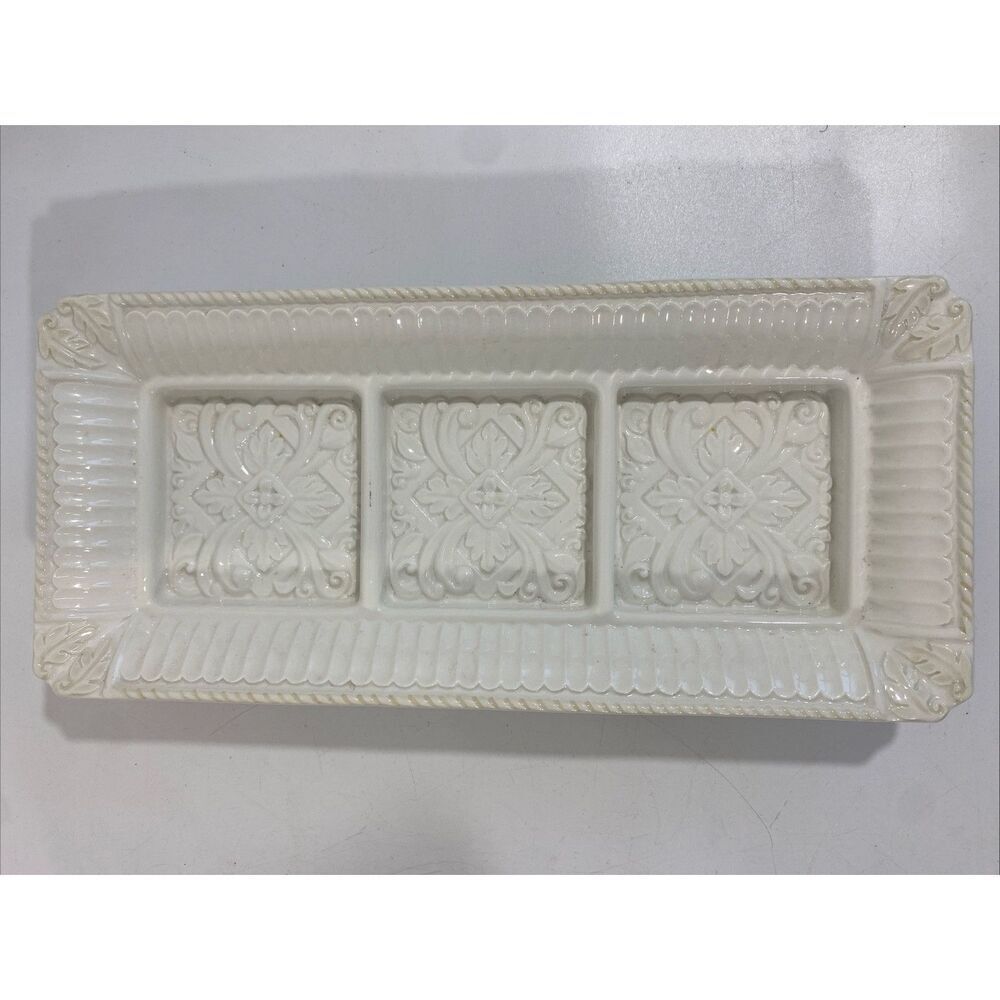 LENOX BUTLER’S PANTRY 3 SECTION RECTANGULAR‎ Condiment DISH, TRAY, 13" X 6" X 2”